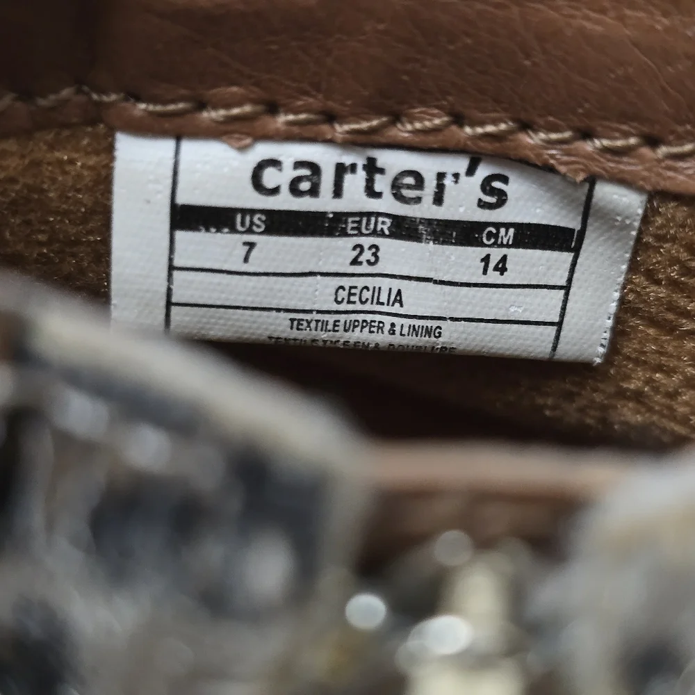 Carters Cecilia Short Ankle Bootie Animal Print Fuzzy Toddler Girl Boots Size 7